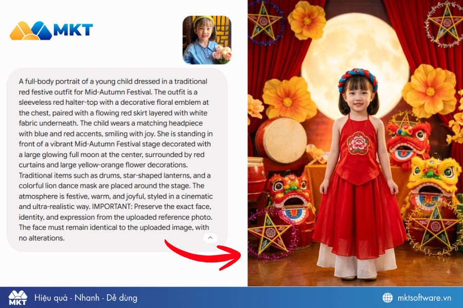Prompt bé gái với background Trung Thu 