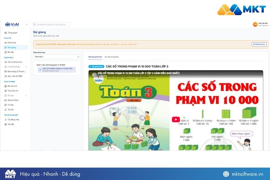 Vào chế độ Xem như học viên để xem trước khóa học