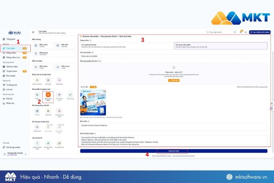 Tạo kịch bản cho video AI review sản phẩm