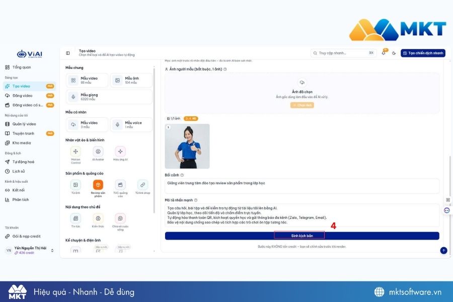 Nhập bối cảnh và mô tả tính năng sản phẩm