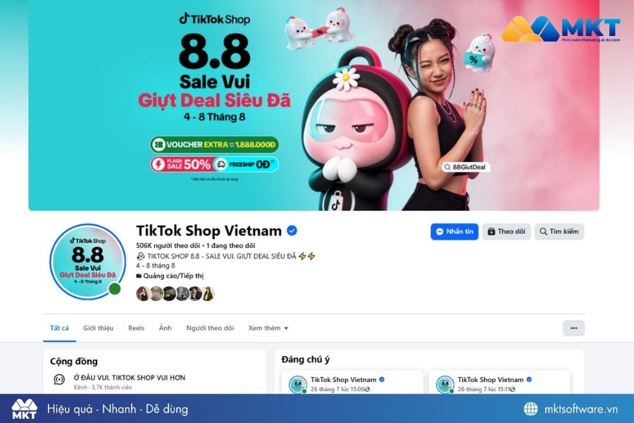 Liên hệ qua Fanpage TikTok Shop Việt Nam