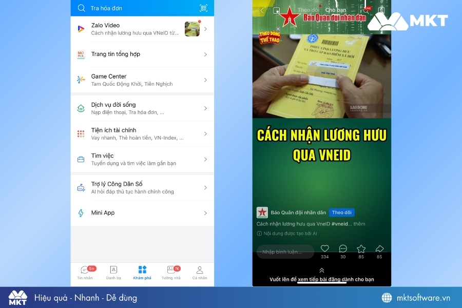 Lướt xem video ngắn trên Zalo