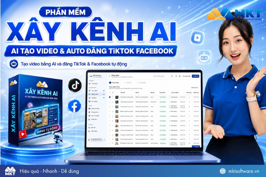 Phần mềm tạo và đăng viral video tự động - Xây kênh AI