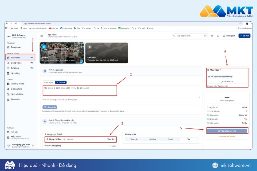 Tạo video bằng phần mềm Xây kênh AI
