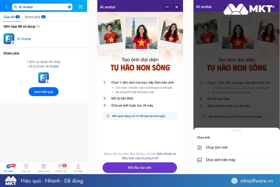 Tạo ảnh đại diện AI với mini app AI Avatar