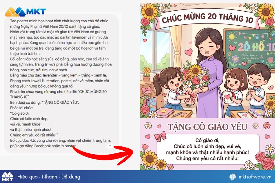 Câu lệnh tạo poster hoạt hình cô và học sinh Câu lệnh tạo poster hoạt hình cô và học sinh