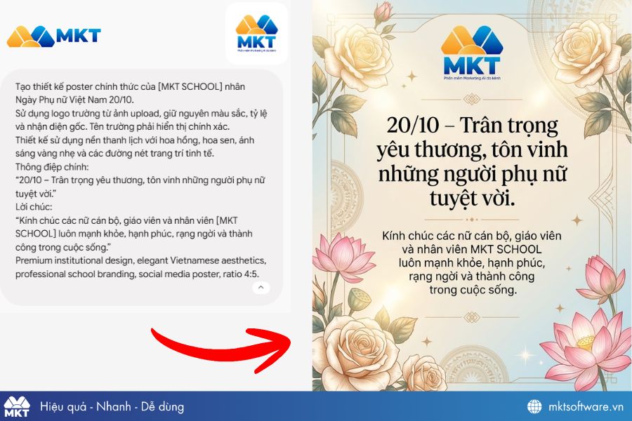 Prompt tạo poster 20/10 cho trường học Prompt tạo poster 20/10 cho trường học