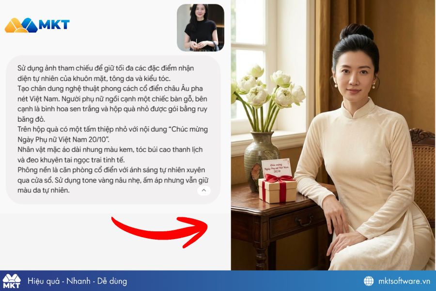 Prompt tạo ảnh 20/10 áo dài và hoa sen Prompt tạo ảnh 20/10 áo dài và hoa sen