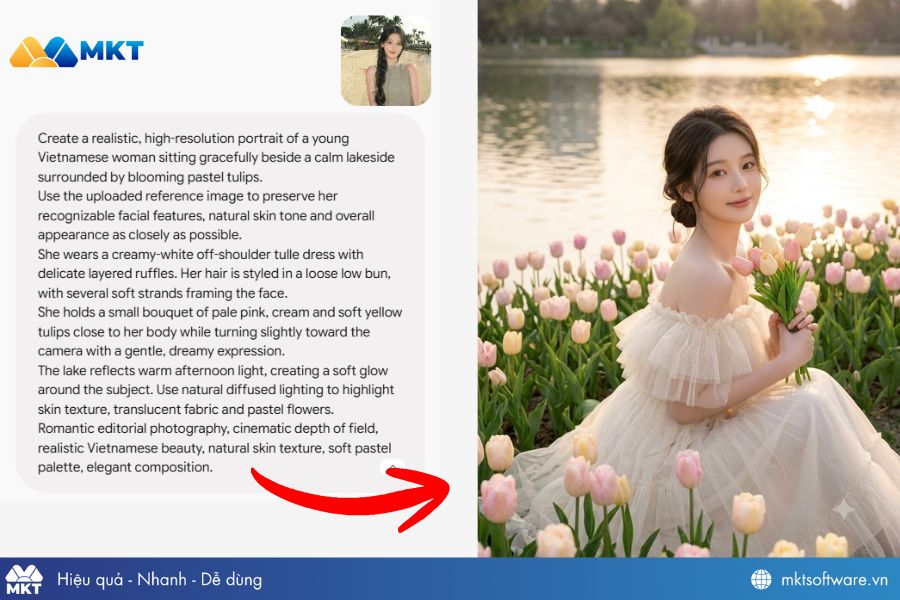 Câu lệnh concept hồ nước và hoa tulip Câu lệnh concept hồ nước và hoa tulip