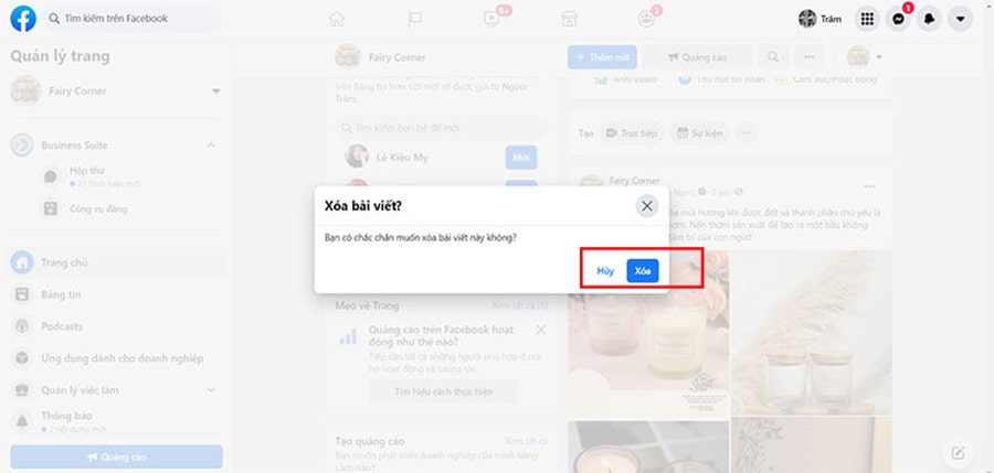 Cách giải quyết lỗi không xóa được bài đăng trên fanpage 